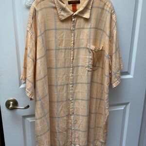 F mens casual orange short sleeve button front shirt 4XB